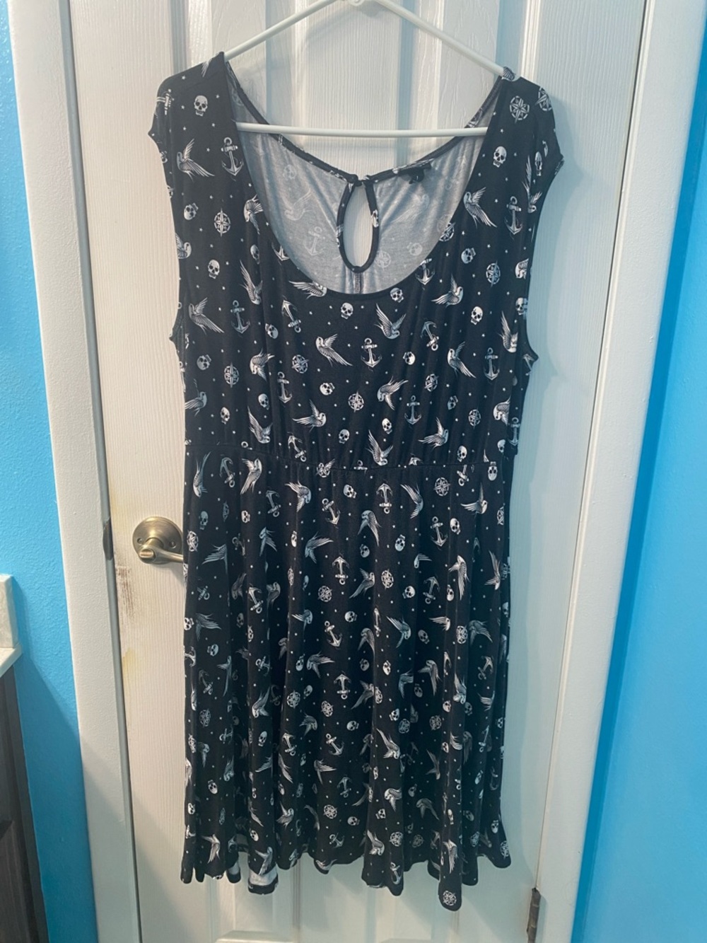 torrid Black Nautical Print Fit-and-Flare Dress